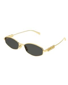 Gucci GG1802S Round Sunglasses – Lightweight Metal Frame, Retro-Inspired Design, Grey UV Protection Lenses | Gold/Grey - 889652528298