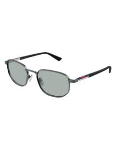 Gucci Men GG2093S Rectangular Sunglasses – Full Rim Metal Frame, Fashion Designer Eyewear, Blue UV Protection Lenses | Ruthenium Black/Blue - 889652627687