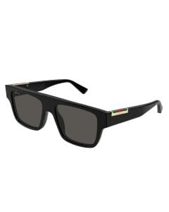 Gucci Men GG1960S Square Sunglasses – Recycled Acetate Full-Rim Frame, Grey UV Protection Lenses, Luxury Designer Eyewear | Black/Grey - 889652568607