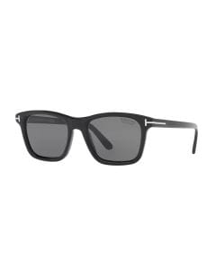 Tom Ford FT1179 Square Sunglasses – Bold Acetate Frame, Smoke UV Protection Lenses, Signature T Temple Detail | Shiny Black/Smoke - 889214548993