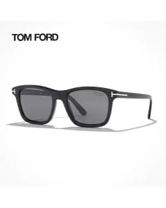 Tom Ford FT1179 Square Sunglasses - Bold Acetate Frame, Smoke UV Protection Lenses, Signature T Temple Detail | Shiny Black/Smoke - 889214548993