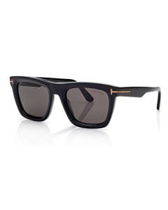 Tom Ford FT1216 Haylay Sunglasses – Soft Square Acetate Frame, Smoke UV Protection Lenses, Signature T Temple Detail | Shiny Black/Grey- 889214558701
