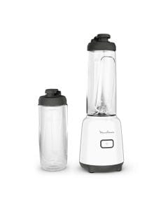 Moulinex Mix & Move Mini Blender 600ml, 2 Jar, 300W Powerful Motor, Smooth Blending, Space Saving Storage - White - LM15F127