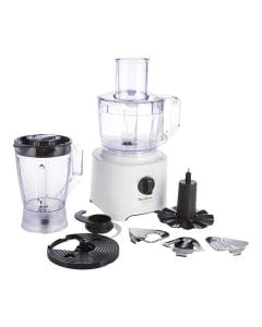 Moulinex Food Processor 800W, 2.4L Bowl Capacity, 1.8L Blender Capacity, 25 Different Functions, 6 Attachments, Easy Cleaning - White - FP247127