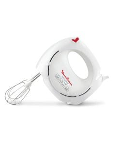 Moulinex Hand Mixer 200W, 2 Speed Setting, 2 Stainless Steel Whisks, Provides Quick Start And Stop Control, Designed For Mixing - White - HM250127