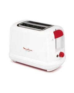 Moulinex Principio 3 2 Slots Toaster 850W, Auto Shut-Off Safety Feature, Durable Stainless Steel Body - White/Red - LT160127