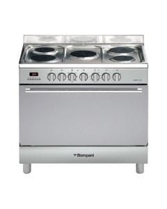 Bompani 5 Hot Plates Cooking Range 90x60cm, Stainless Steel Finish, Oven Thermostat, Multifunction Oven, Cooking End Timer - Silver - BO683EG/E