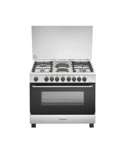 Bompani 4 Burner Cooking Range 90x60cm, Stainless Steel, Removable Tempered Glass Lid, Multifunction Electric Oven And Grill - Silver/Black - BO683MK/L
