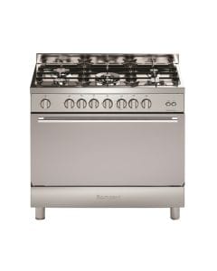 Bompani 5 Burner Cooking Range 90x60cm, Stainless Steel, Removable Tempered Glass Lid, Front Controls With Auto Ignition - Silver - BO693NE/L