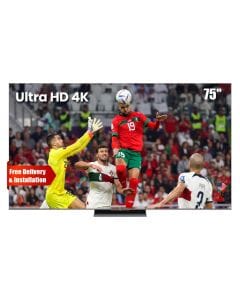 TCL Ultra HD 4K Quad-Mini LED Smart TV 75 Inch, 144Hz Native Refresh Rate, Slim And Integrated Design, Brightness Up To 4500 Nits - Black - 75C8K