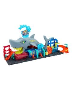 Hot Wheels City Color Shifters Ultra Shark Car Wash Playset 3+ Years, Color-Changing Function And Storage, Shark Track Adventure - 194735195091