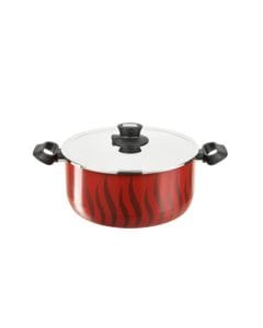 Tefal G6 Tempo Flame 28cm Dutch Oven with Lid, Titanium Non-Stick Coating, Even Heat Distribution, Deep Cooking Pot | Red - C3045383