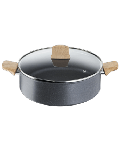Tefal Natural Force Shallow Pot, 28cm with Lid, Non-Stick Mineral-Enriched Cookware, Induction Compatible - G2667283