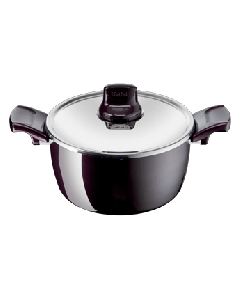 Tefal Resist Intense Stewpot, 22cm Non-Stick Aluminium Cookware, Durable Construction, Thermo-Signal Heat Indicator - D5224583