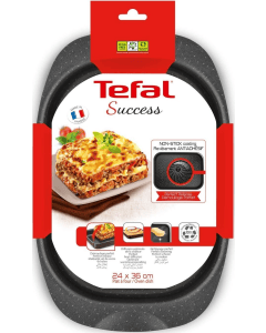 Tefal Success Gratin Dish, 24 x 36cm Non-Stick Oven Baking Dish, Durable Carbon Steel Bakeware, Even Heat Distribution - J1601502