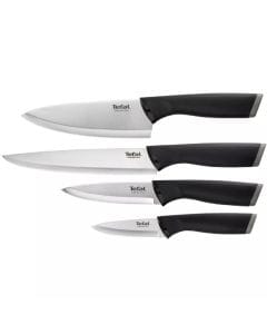 Tefal Comfort Kitchen Knife Set, 4-Piece Stainless Steel Blades, 9cm Paring, 12cm Utility, 15cm & 20cm Knives, Ergonomic Handles - K221S475