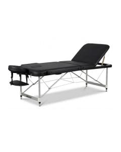 Nourest Three Foldable Professional Massage Table with Aluminum Frame, Tri-Fold Design, Waterproof PVC Leather | Black