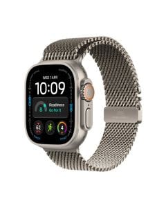 Apple Watch Ultra 4 GPS + Cellular 49mm Smartwatch, Natural Titanium Case, Rugged Outdoor Design, Large Milanese Loop | Natural Titanium - MJAA4AF/A