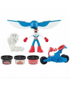 Play-Doh Marvel Captain America Moto-Slicer Playset with Bendy Action Figure, 3 Accessories  4 years and up, Non-toxic Play-Doh compound and plastic