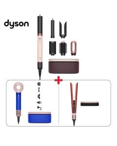 Dyson Airwrap HS09 Co-anda 2x Multi-Styler & Dryer + Supersonic Hair Dryer Q4 Gift Edition Blue HD07 + Airstrait Hair Straightener Blush Pink HT01 Bundle (603001000013765 + 603001000013314 + 603001000013763)