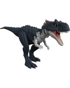 Mattel Jurassic World Dominion Roar Strikers Rajasaurus Action Figure, Roaring Sounds, Neck Stretching Feature, Multicolor