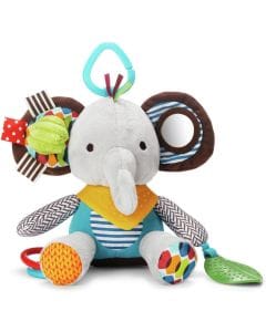 Skip Hop Bandana Buddies Baby Elephant Toy 0+ Monthss, Fun Crinkle Sounds, Colorful Rattle Rings, Teething Friendly - Multicolor