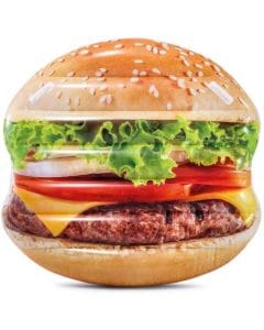 Intex Giant Inflatable Hamburger Pool Float, 145 x 142cm Novelty Pool Lounger for Adults & Kids, Durable Vinyl