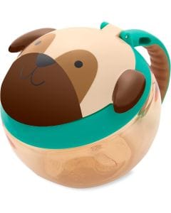 Skip Hop Zoo Pug Snack Cup 12+ Months 222ml, Hygienic Flip-Down Straw Protection, Adorable Zoo Character Design, Dishwasher Safe - Multicolour
