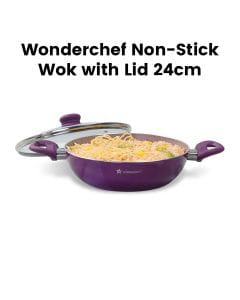 Wonderchef 24cm Royal Velvet Non-Stick Wok with Lid - Purple| 63152112
