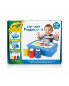 Crayola Easy-Clean Fingerpaint Set for Toddlers - Washable Paint, Mess-Free Painting Case, 3 – 3 bottles (5 oz each), 10 sheets of coated paper