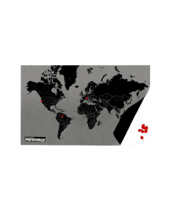 Palomar PinWorld Map by Countries Medium, 124 x 66cm Polymer Felt Pinnable World Map, 15 Red Pins - Black