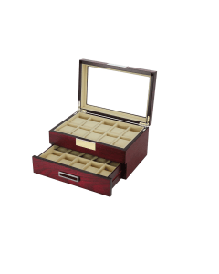 Luxury Signature 20 Slots Wooden Watch Box Cherry Oak Veneer, Velvet Lining, Matte Finish Luxury Storage Case