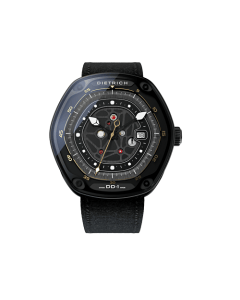 Dietrich DD1 Men Automatic Watch, 44mm Stainless Steel Case, Nylon Strap, Date Function, 50m Water Resistance, Black Dial Luxury Timepiece