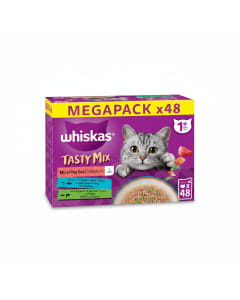 Whiskas Tasty Mix Wet Cat Food - Mix of the Sea, 48 Pouches (70g Each)