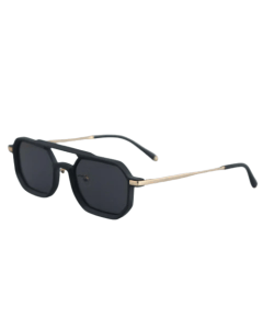 Doppe Seven Gold Sunglasses, Black Acetate Frame, Black UV400 Lenses, Unisex Designer Eyewear