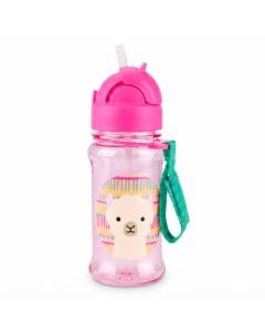 Skip Hop Zoo Llama Tritan Renew Straw Bottle 355ml, Straw Flips Down To Seal Closed And Stay Clean, Handy Grab Strap, Dishwasher Safe - Multicolour