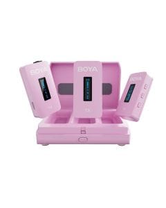 BOYA BY-XM6-K2P 2.4GHz Ultra-Compact Wireless Microphone System Kit – Dual-Channel Wireless Recording System | Pink – BY-XM6-K2P