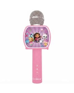 Lexibook Gabby's Dollhouse Bluetooth Karaoke Microphone with Voice Changer, Built-in Speaker Pink