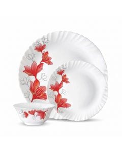 Oscar Opalware Round Dinner Set 12 Pieces, Durable Chip-Resistant Design, Lightweight Tableware, Elegant Dining Set & Easy-Clean Finish | White - ODS12PC