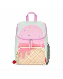 Skip Hop Ice Cream Spark Style Big Kid Backpack 3+ Years, Adjustable Padded Straps And Top Grab Handle, Clear Front Pocket, Cute Zipper Pulls - Multicolour