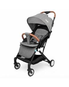 The Moon Brand Ritzi Cabin Stroller, Ultra Lightweight Travel Baby Pushchair Compact Fold Birth to 3 Years, 5-Point Safety Harness | Black and Grey 