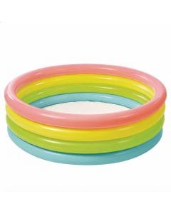 Intex Sunset Glow Inflatable Swimming Pool, 4-Ring Design, 168 x 46cm, Backyard Kiddie Pool, Pink - Orange - Yellow - Green