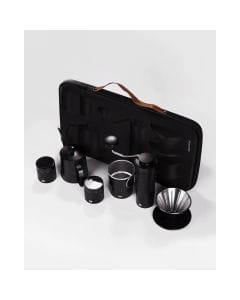 Macnoa MacRoam BrewBag Portable Coffee Travel Kit, Manual Grinder, Pour Over Dripper, Coffee Server & Cup | Black - MB-25MRBB-BK