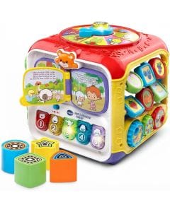 VTech Sort and Discover Activity Cube, Red - Interactive Learning Toy with 75+ Songs and Sounds