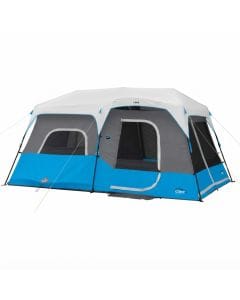 CORE 9-Person Lighted Instant Cabin Tent, 14 x 9ft Family Camping Shelter with Quick Setup and Integrated Lighting
