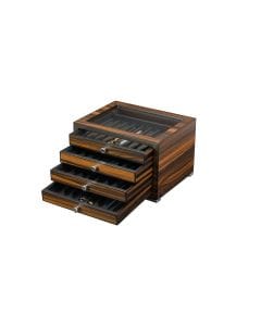 Luxury Signature 32 Slots Wooden Pen Box, Premium MDF Ebony Finish Pen Organizer Case, Large Capacity Storage Holder for Fountain & Luxury Pens