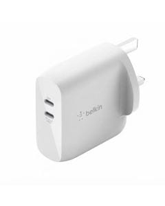 Belkin BoostCharge 68W GaN Dual USB-C Wall Charger, High-Speed Power Adapter for MacBook Pro, iPhone and Compatible Devices