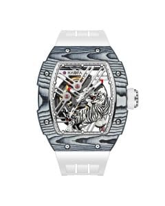 Haofa 3D Tiger Automatic Watch, Carbon Fiber Bezel, 316L Stainless Steel Case, Sapphire Crystal Glass, 40H Power Reserve, 50M Water Resistant | Model 1973