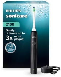 Philips Sonicare 2000 Series Electric Toothbrush HX4021/02, Black - Sonic Tech, 2 Intensity Settings