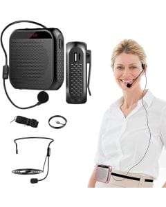 ELECDON Voice Amplifier with Wired Microphone Headset, Portable Rechargeable PA Speaker, Personal Speech Amplifier for Teachers, Tour Guides, Coaches, Yoga & Fitness|Black